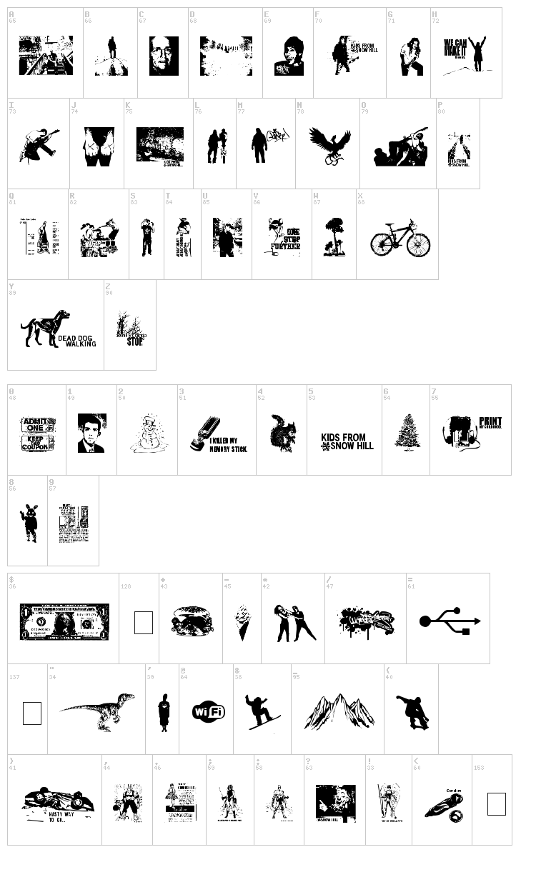 Kids From Snow Hill font map